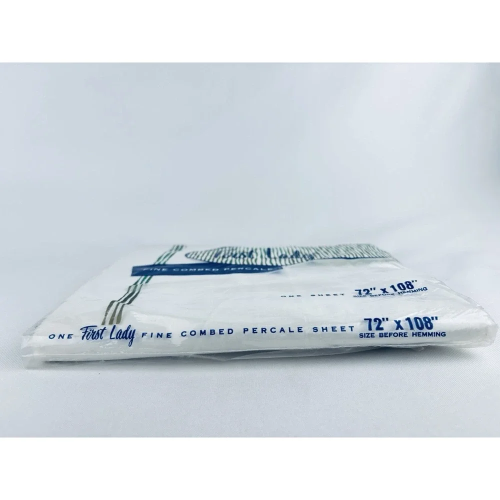 First Lady‎ Fine Combed Percale Twin Bed Flat Sheet 72 x108 White Vintage